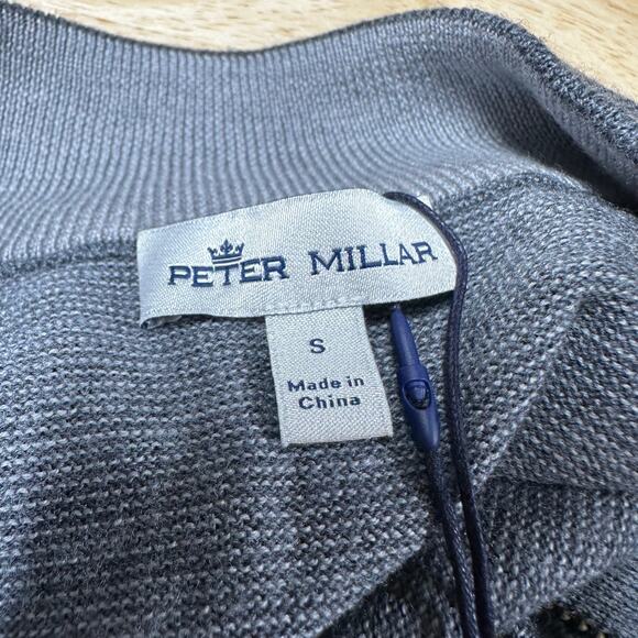 Peter Millar Needle Stripe Wool Quarter Zip Sweater Gray Men's Size Small NWT - Picture 5 of 12